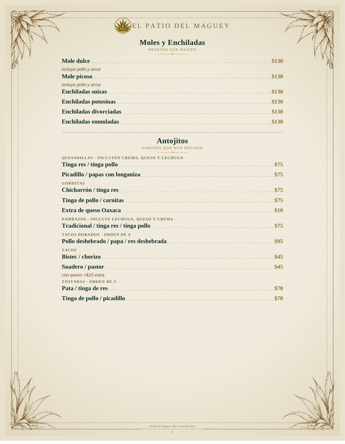 Menú de El Patio del Maguey — página 6